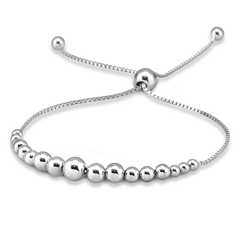 STERLING SILVER GRADUATED BEADED LARIAT BRACELET   (5.76 GRAMS)