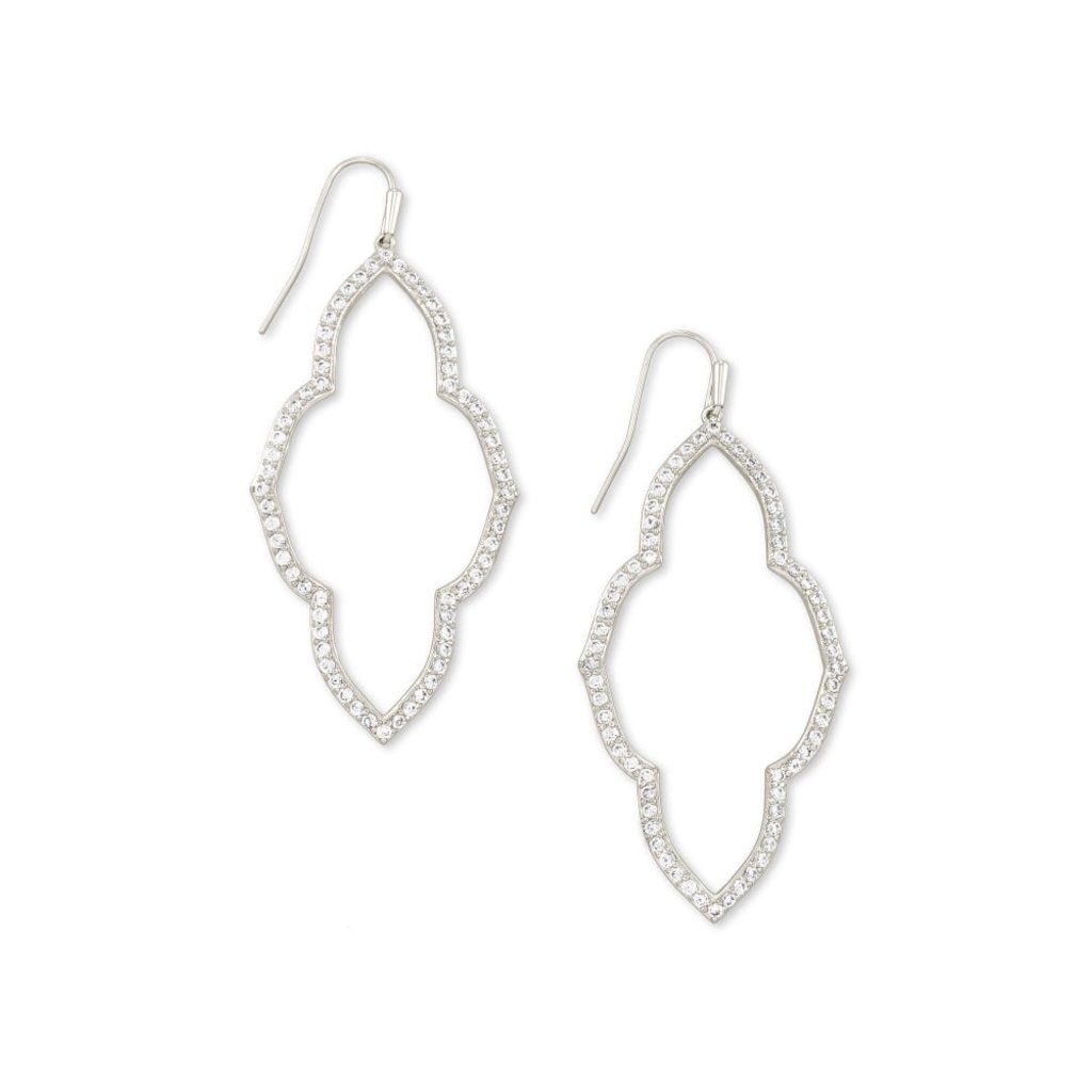 KENDRA SCOTT ABBIE COLLECTION RHODIUM PLATED BRASS FASHION EARRINGS WITH WHITE CRYSTALS