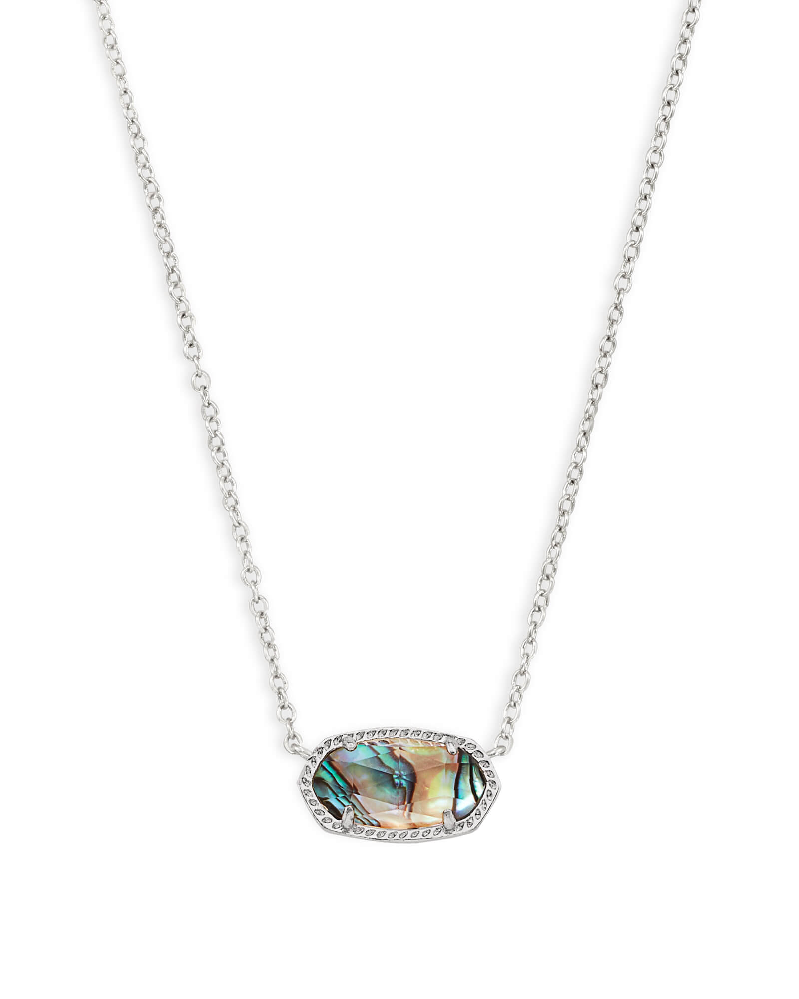 KENDRA SCOTT ELISA COLLECTION RHODIUM PLATED BRASS FASHION NECKLACE WITH ABALONE SHELL
