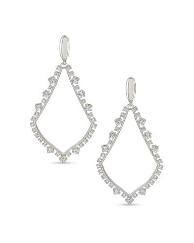 KENDRA SCOTT SOPHEE RHODIUM PLATED BRASS CRYSTAL DROP CLIP-ON FASHION EARRINGS