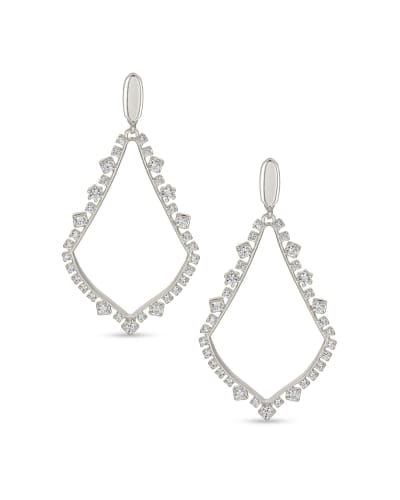 KENDRA SCOTT SOPHEE RHODIUM PLATED BRASS CRYSTAL DROP CLIP-ON FASHION EARRINGS