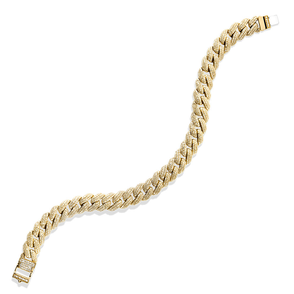 14K YELLOW GOLD CUBAN DIAMOND BRACELET WITH 1628=3.00TW SINGLE CUT H-I I1 DIAMONDS   (18.48 GRAMS)