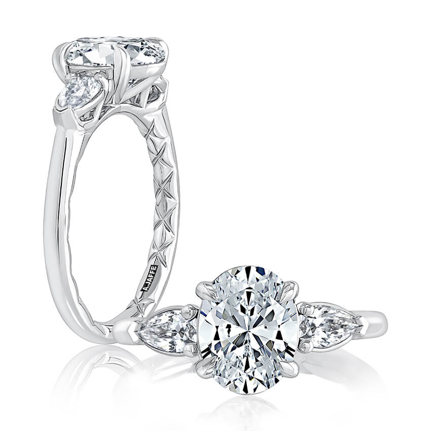 Oval 3-Stone Engagement Ring Setting