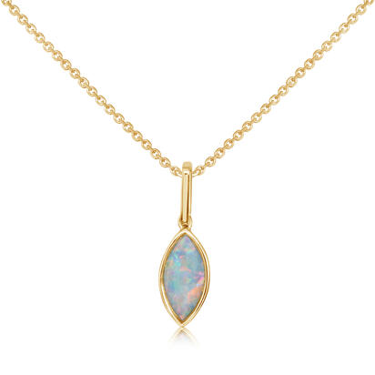 14K YELLOW GOLD BEZEL PENDANT WITH ONE 0.98CT MARQUISE AUSTRALIAN OPAL 18