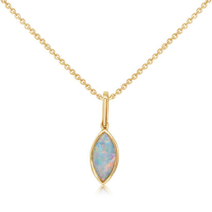 RAINBOW POWDER FLASH 14KT GOLD NATURAL SOLID AUSTRALIAN WHITE OPAL NECKLACE  - Walmart.com