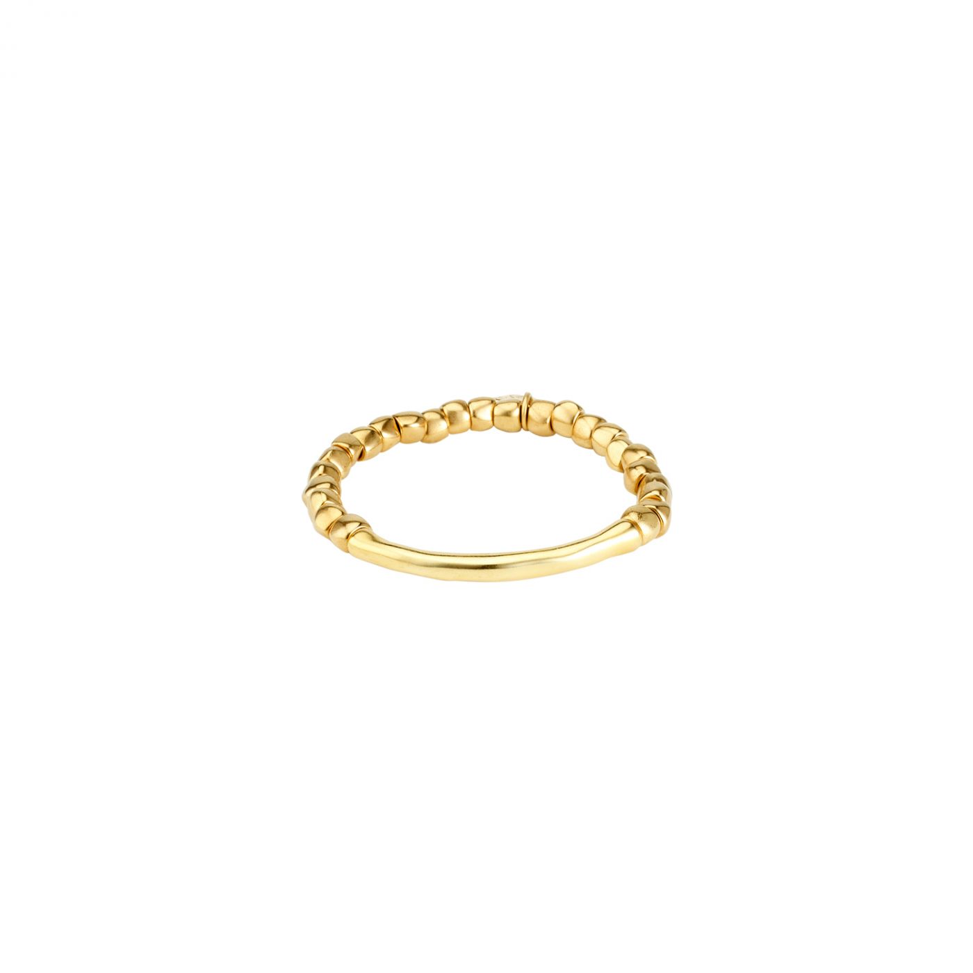 UNO DE 50 GOLD  PLATED TRABEL BEAD STRETCH BRACELET SIZE MEDIUM