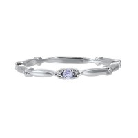 10K WHITE GOLD STACKABLE RING SIZE 7 WITH ONE 0.04CT ROUND CREATED ALEXANDRITE