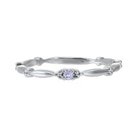 10K WHITE GOLD STACKABLE RING SIZE 7 WITH ONE 0.04CT ROUND CREATED ALEXANDRITE