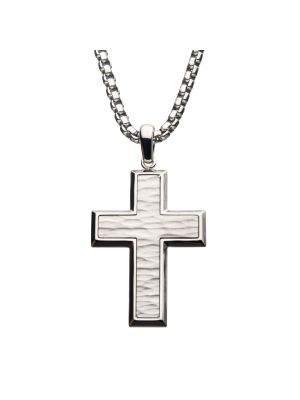 HAMMERED STAINLESS STEEL CROSS 24