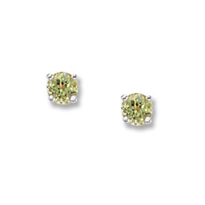 14K WHITE GOLD STUD EARRINGS WITH 2=4.00MM ROUND PERIDOTS