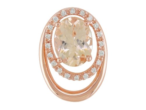 14K ROSE GOLD HALO PENDANT WITH ONE 1.62CT OVAL MORGANITE AND 20=0.20TW ROUND G-H SI1-SI2 DIAMONDS 18