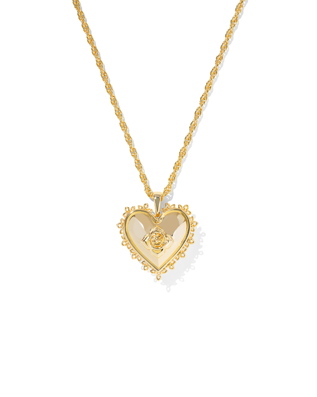 KENDRA SCOTT MALLORY ROSE LOCKET SHORT PENDANT NECKLACE GOLD 16