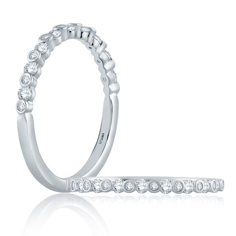 18K WHITE GOLD STACKABLE DIAMOND ANNIVERSARY RING SIZE 6 WITH 19=0.28TW ROUND G-H SI1 DIAMONDS   (1.73 GRAMS)
