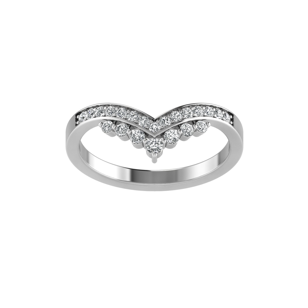 14K WHITE GOLD DIAMOND ANNIVERSARY RING SIZE 7 WITH 22=0.38TW ROUND G-H SI2 DIAMONDS   (2.21 GRAMS)