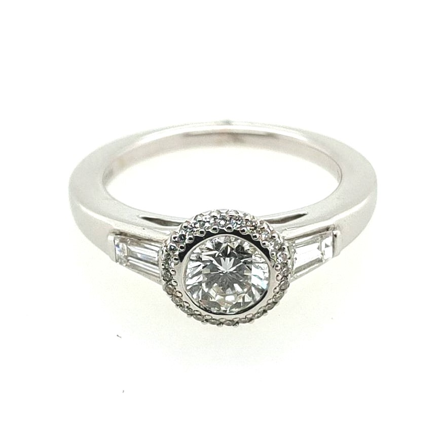 Korman Signature 18k White Gold 3 Stone Engagement Ring