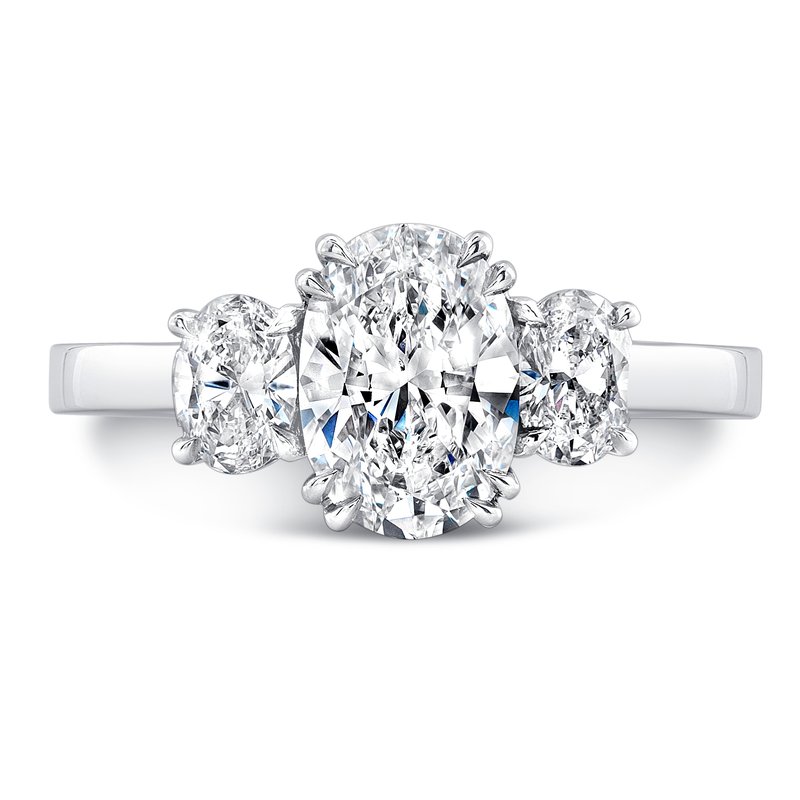 Korman Signature Platinum 3-stone Oval Diamond Engagement Ring