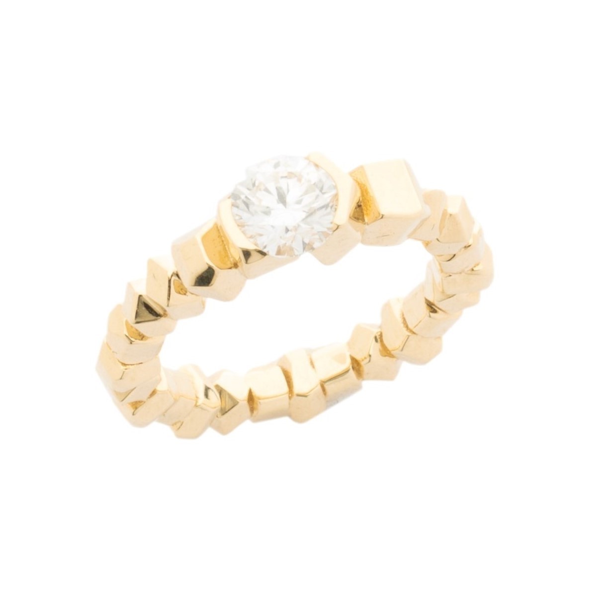 Peruffo 18kt Yellow Gold Rock Mixed Shaped Diamond Ring