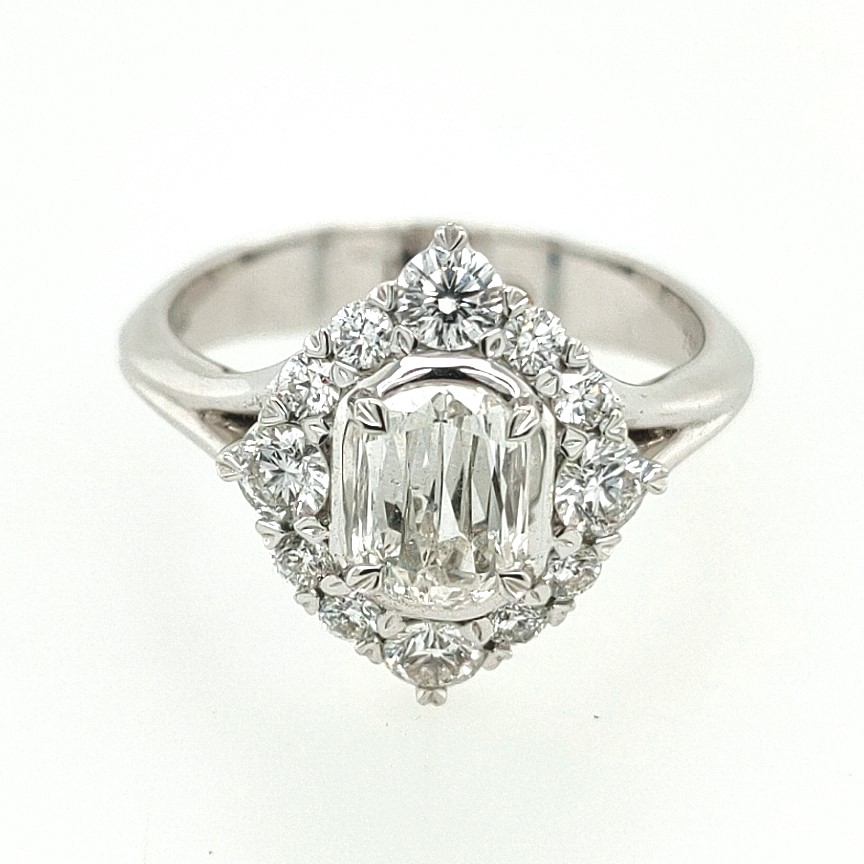 Korman Signature 18kt White Gold  L'amour Crisscut Diamond Halo Engagement Ring