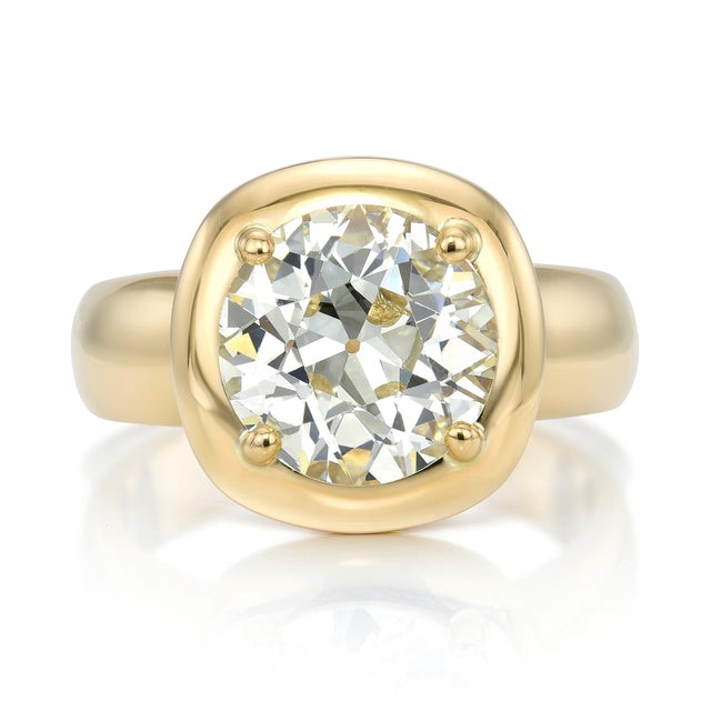 Single Stone 18kt Yellow Gold and Diamond Cori Bezel Set Engagement Ring