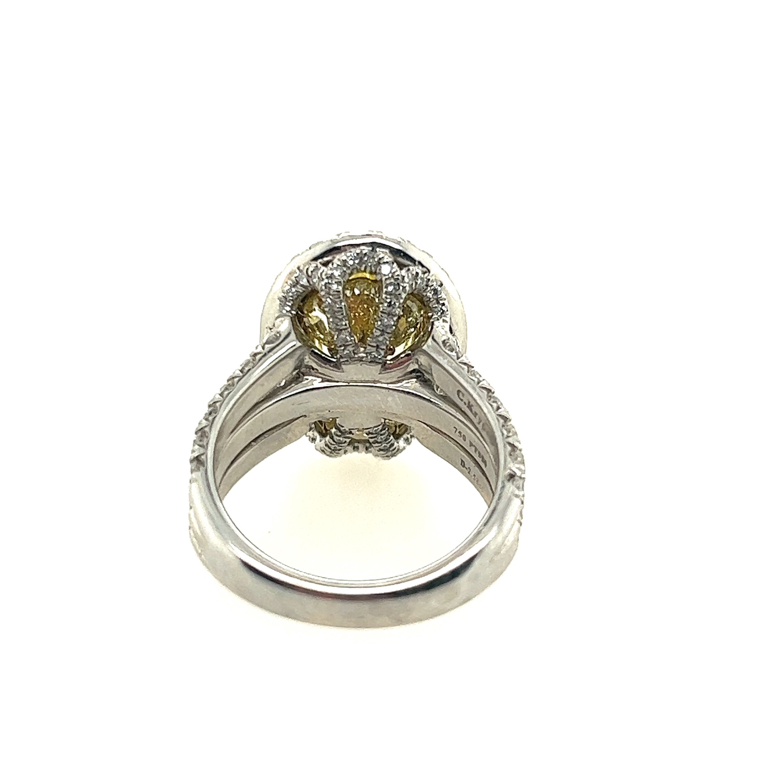 Korman Signature Platinum Oval Yellow Diamond Halo Engagement Ring