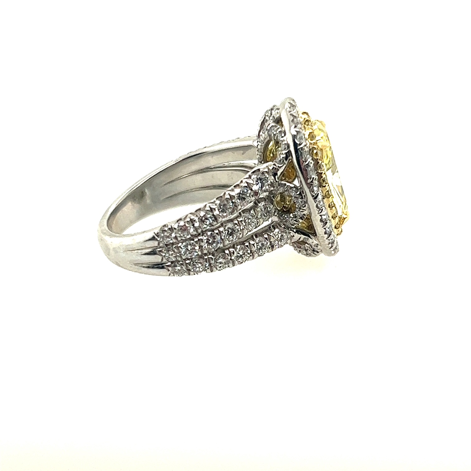 Korman Signature Platinum Oval Yellow Diamond Halo Engagement Ring
