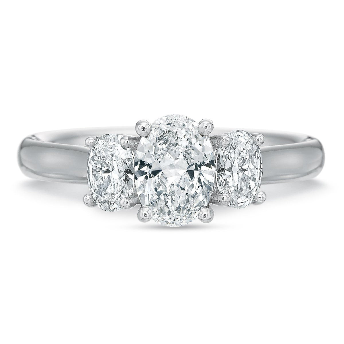 Korman Signature 18kt 3-stone 1.5ct Center Oval Diamond Engagement Ring