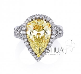 Korman Signature Pear Light Yellow Diamond Engagement Ring