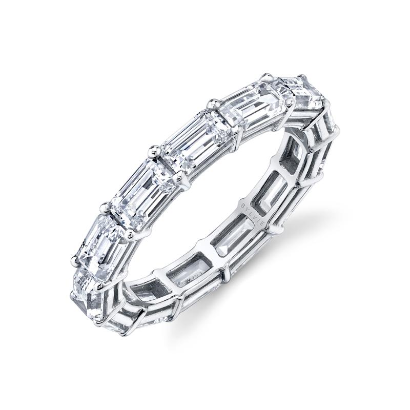 Korman Signature Platinum East West Emerald Cut Diamond Eternity Band