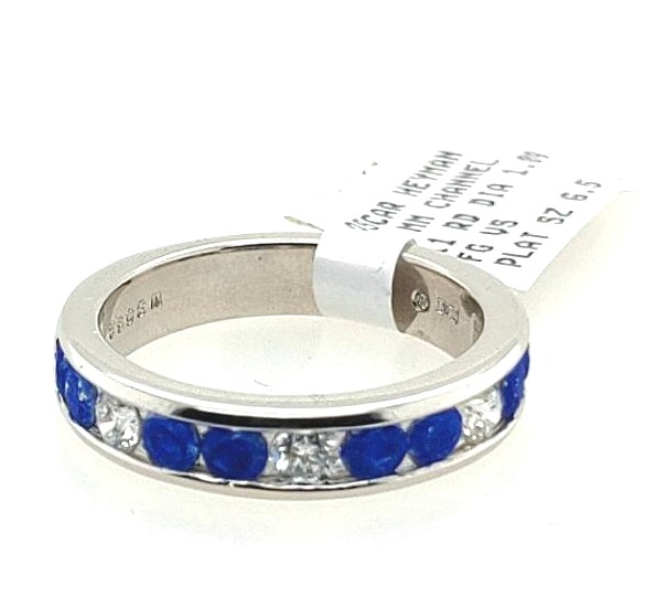 Platinum 1.09ctw 11 Round Diamond Channel Set Painted 4mm Band Size 6.50
