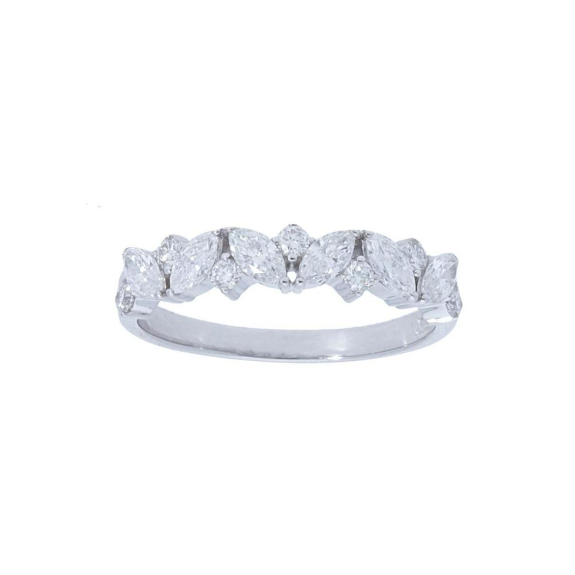 14kt Alternating Marquise And Round Diamond Band