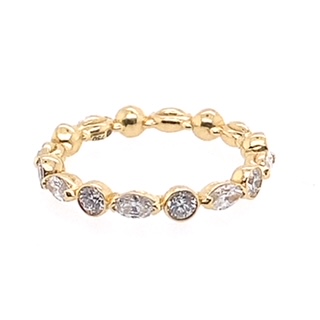 115718y
18kt Yellow Gold 
Bezel Alternating Rbc & Mq Diamond 
Eternity Band
 D=0.93tdw  F-g  Vs   Size 5