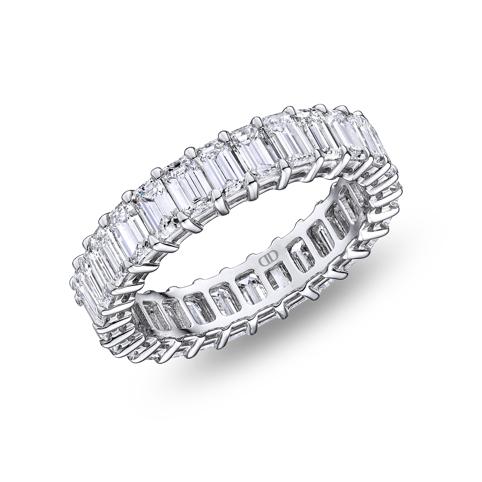 Korman Signature Platinum 7.76 ct Emerald Cut Diamond Eternity Band