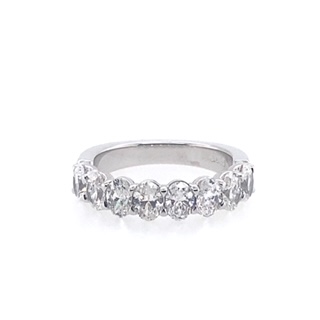 Platinum  Buttercup Band With 8 Oval Diamonds Totaling 2.43 Tdw  Gh  Vs  Size 8.25