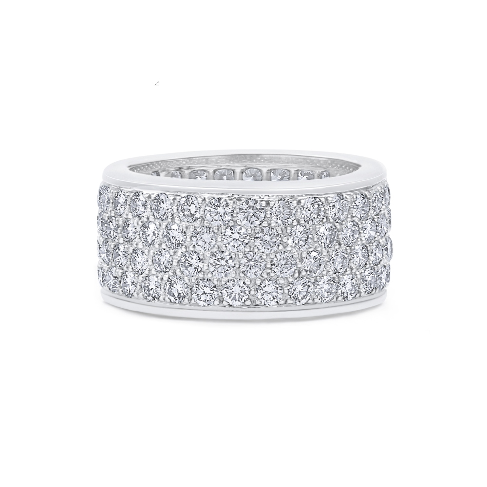 Oscar Heyman Platinum Two Row Round and Marquise Diamond Guard Ring