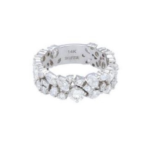 14kt Multi Shape Double Row Diamond Band