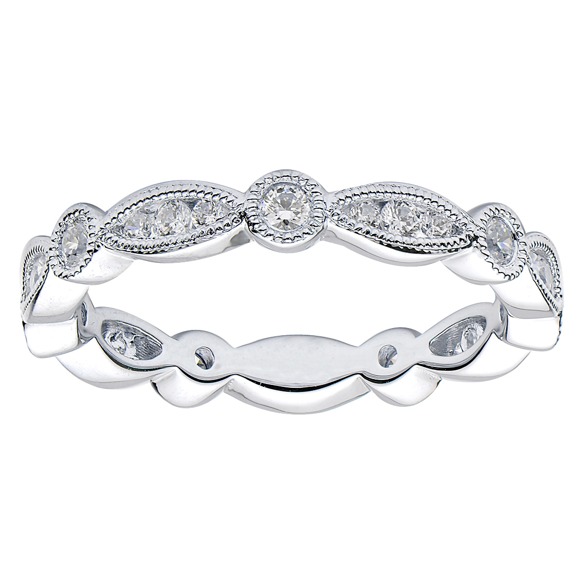 18kt Bezel Set Milgrain Eternity Band