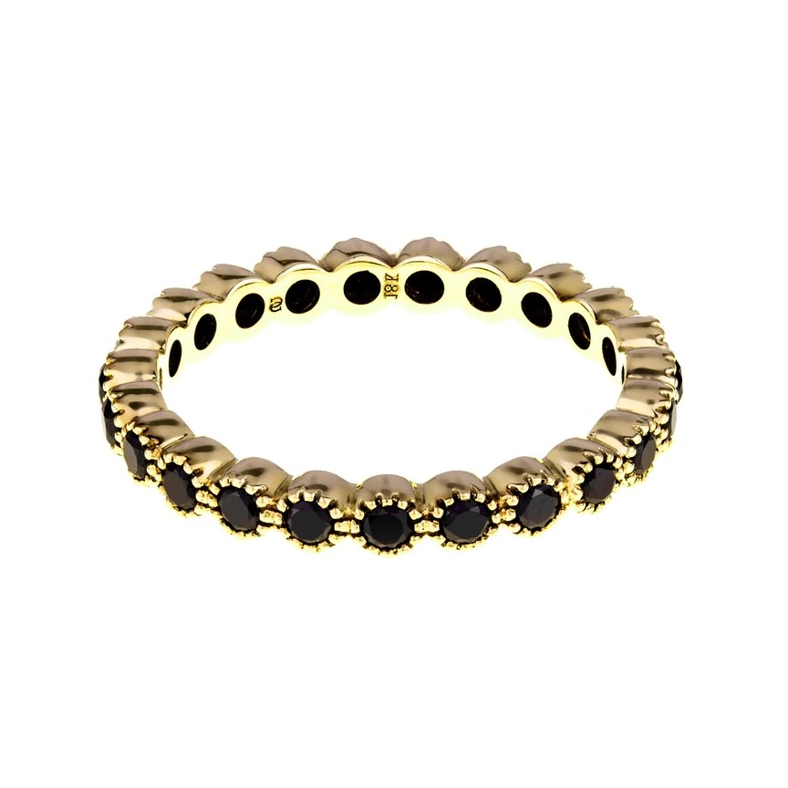 Sethi 18kt Yellow Gold Black Diamond Bezel Set Eternity Band