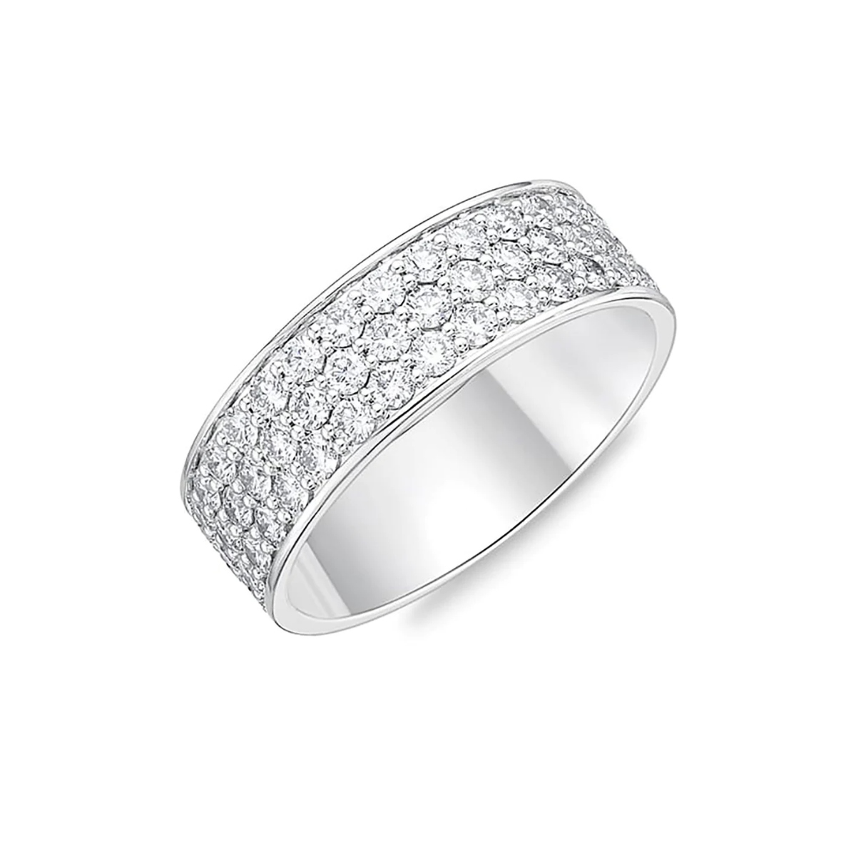 Korman Signature 18kt White Gold Pave Silk Half Round Diamond Band