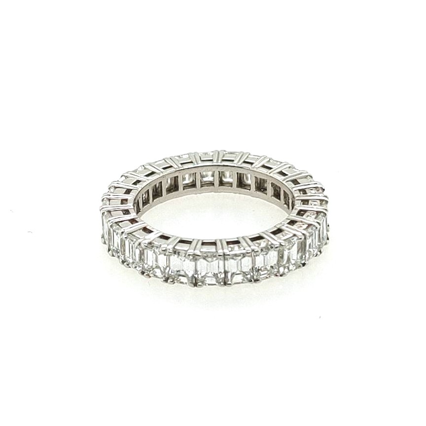 Oscar Heyman Platinum 4.70ctw Fg Vs Emerald Cut Diamond Prong Set Eternity Band Size 6.5