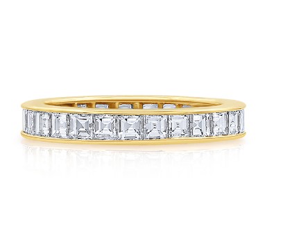 Oscar Heyman 18k Yellow Gold 1.72ctw 26 Princess Cut Diamond Channel Set Eternity Band Size 5