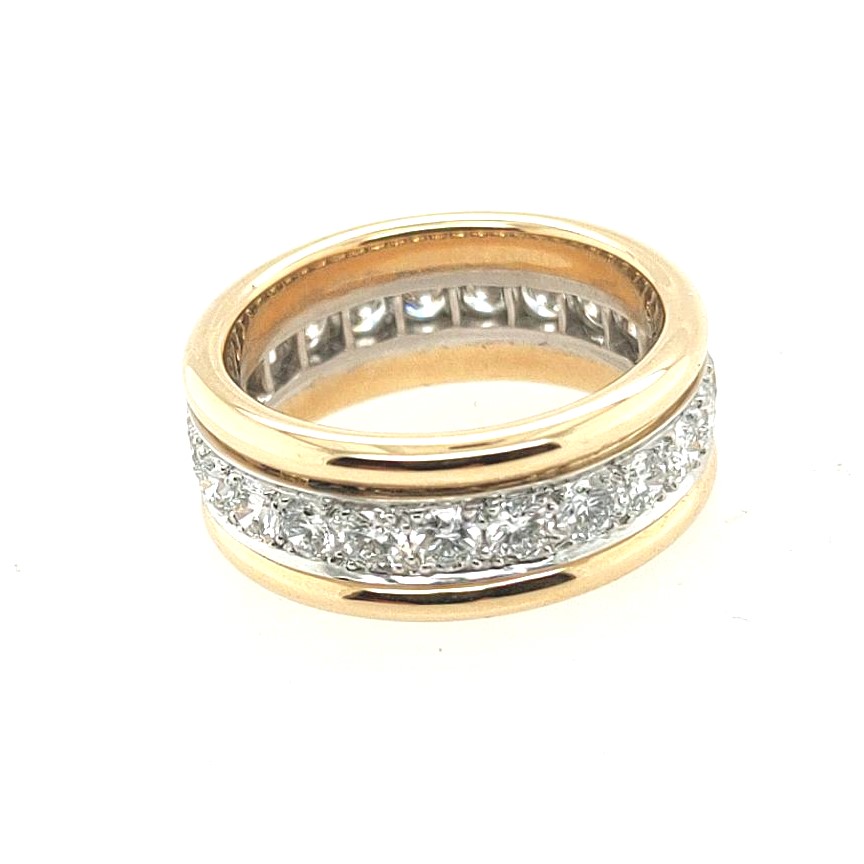 Oscar Heyman 18k Yellow Gold / Platinum 1.66ctw 23 Round Diamond 1900 Bead Set 8mm Eternity Band Size 6.5