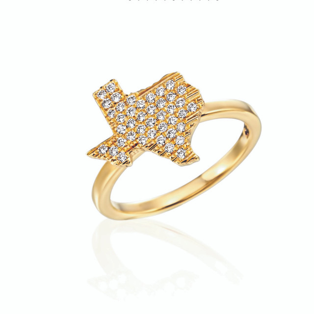 Korman Signature 18kt Diamond Pave State Of Texas Ring Yellow Gold