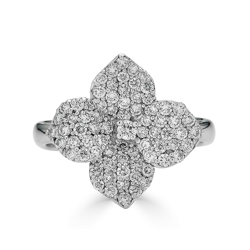 Piranesi 18kt White Gold and Diamond Small Flower Ring
