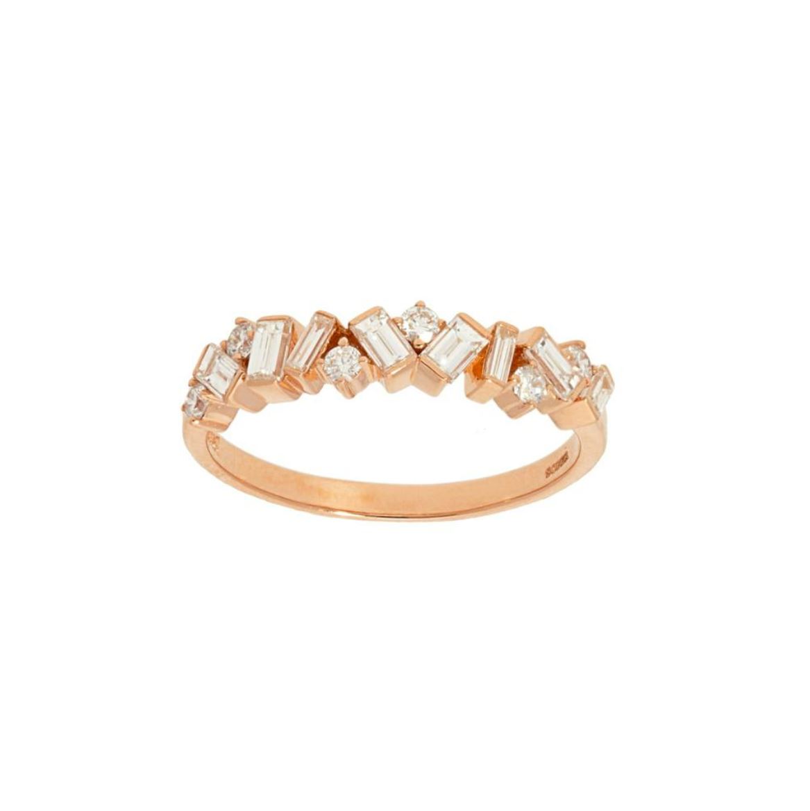 14kt Alternating Baguette And Round Diamond Band