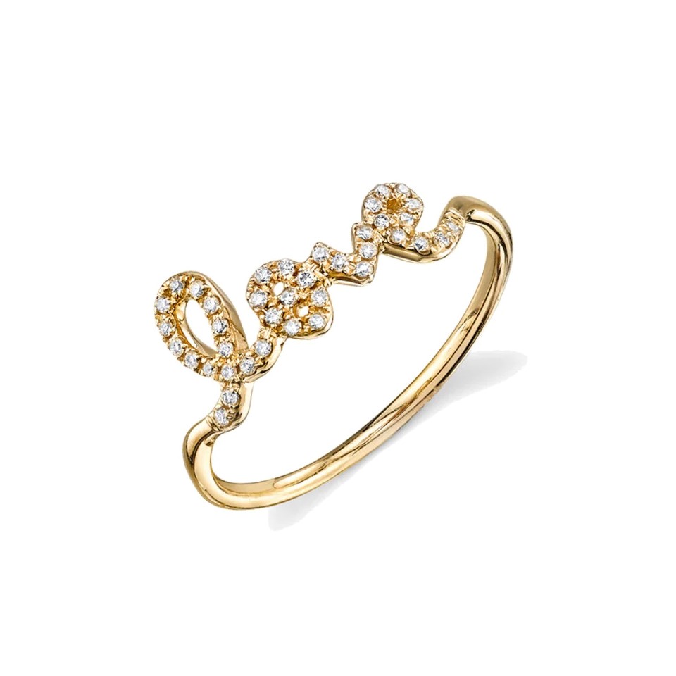 Sydney Evan 14kt Yellow Gold and  Diamond Love Ring