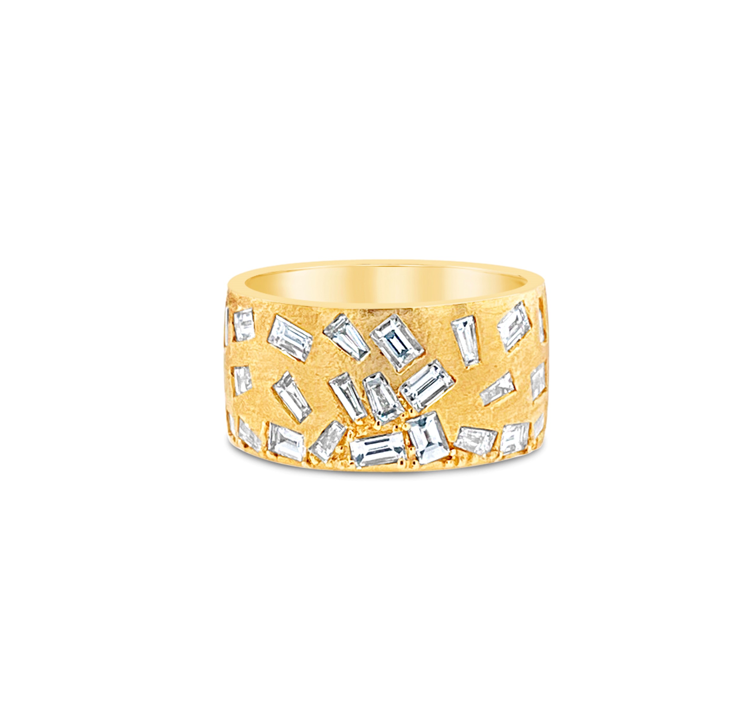 Korman Signature 18kt Yellow Gold Baguette Diamond Cluster Cigar Band