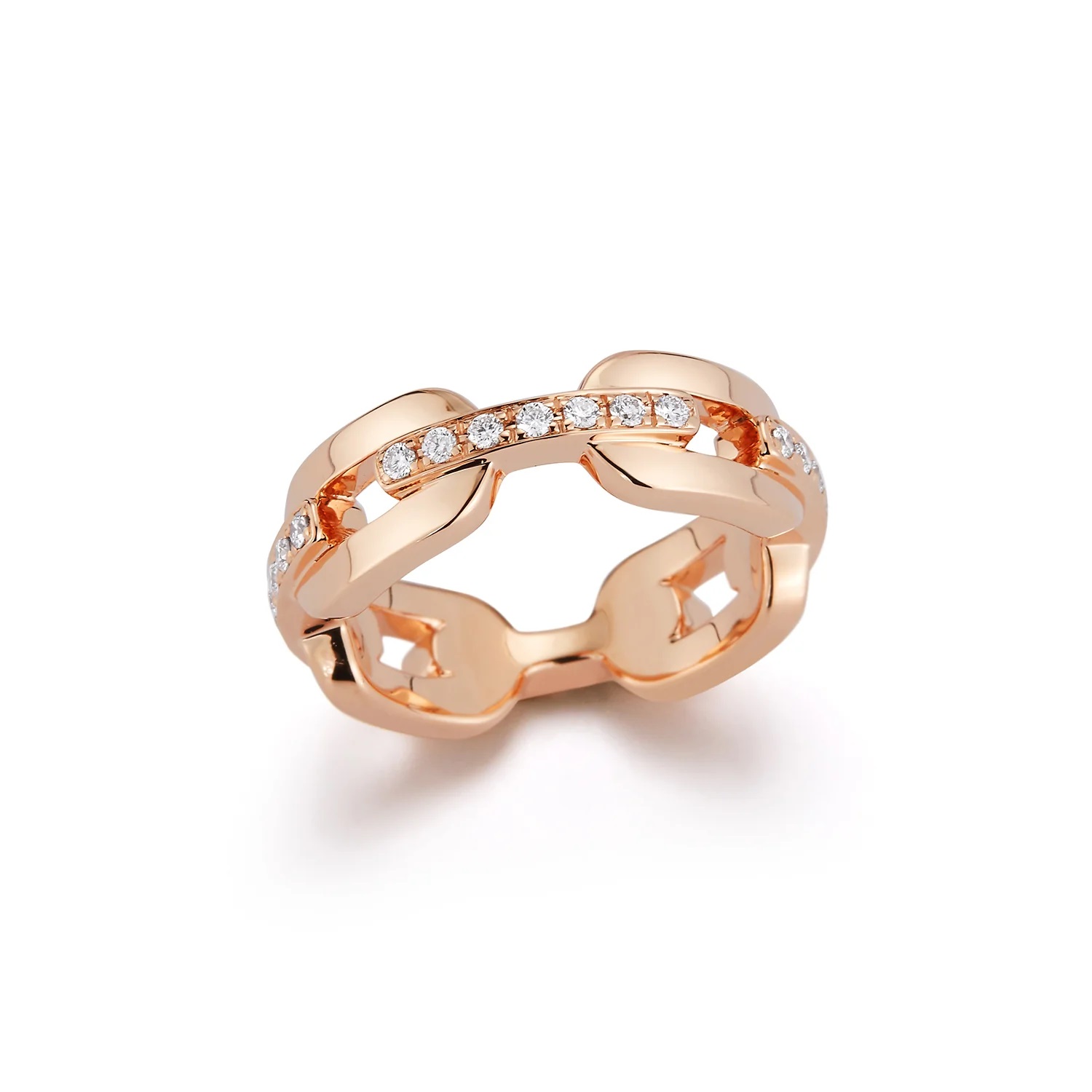 Walter's Faith 18kt Rose Gold Saxon Diamond Bar Flat Chain Link Ring