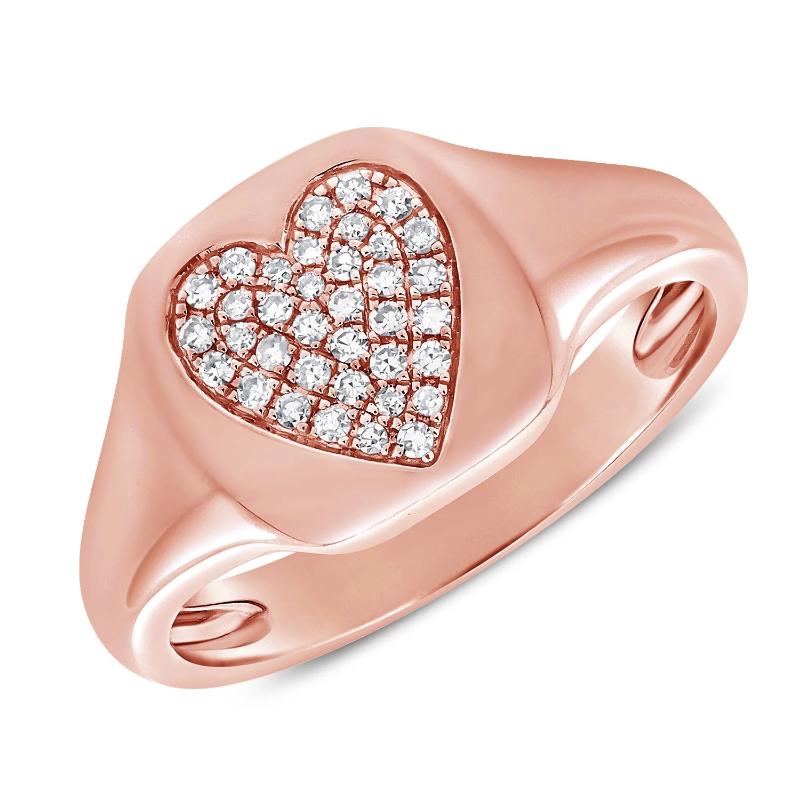 14kt Diamond Heart Signet Ring