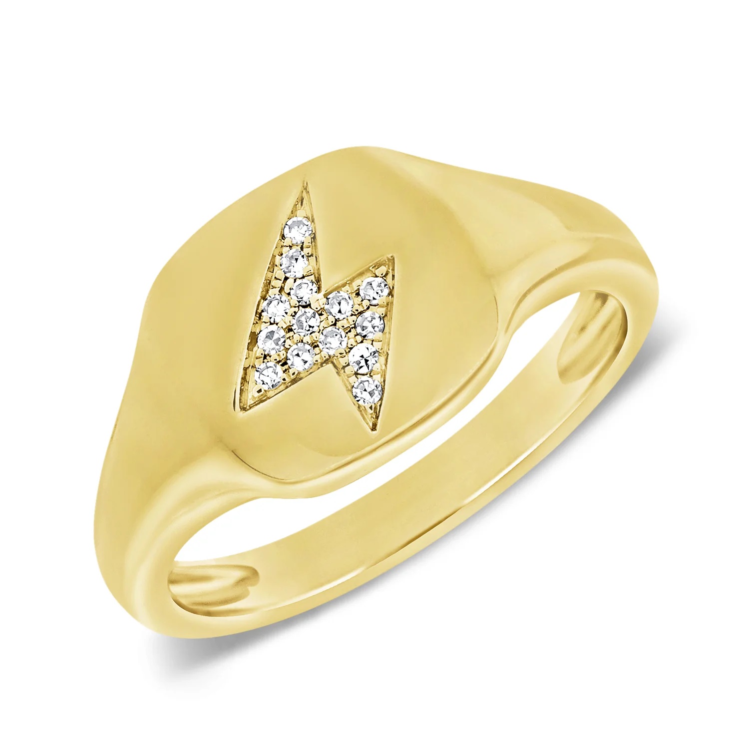 14kt Lightning Bolt Signet Ring