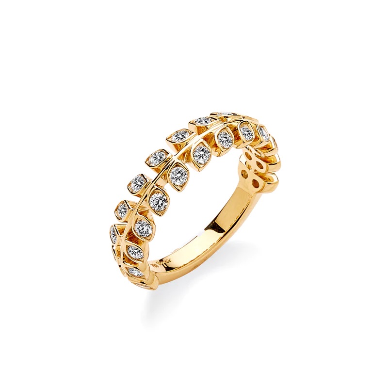 Syna 18kt Yellow Gold Jardin Diamond Leaf Ring
